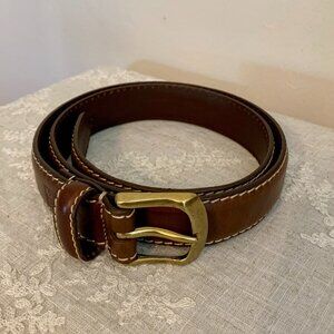 LAUREN RALPH LAUREN Men's 100% Leather Brown Belt Size 36 with Brass Buckle